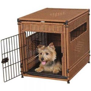 Brown Dog Crate Made Of Wood