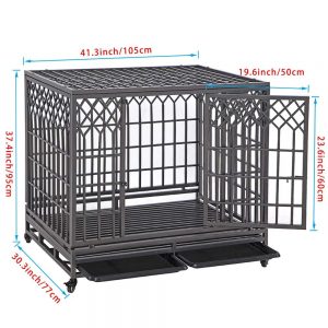 SMONTER Heavy Duty Dog Crate Strong Metal