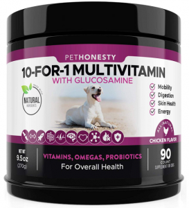 10 in 1 Dog Multivitamin with Glucosamine - Essential Dog Vitamins with Glucosamine Chondroitin, Probiotics and Omega Fish Oil for Dogs