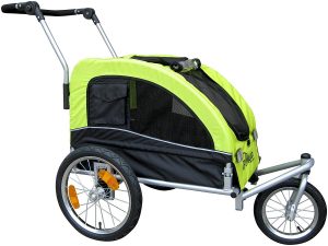 Booyah Medium Dog Stroller & Pet Bike Trailer and with Suspension - Florescent Green
