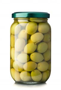 Glass Jar Filled With Green Olives