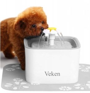 Veken Pet Fountain Automatic Dog Water Dispenser with 3 Replacement Filters & Silicone Mat
