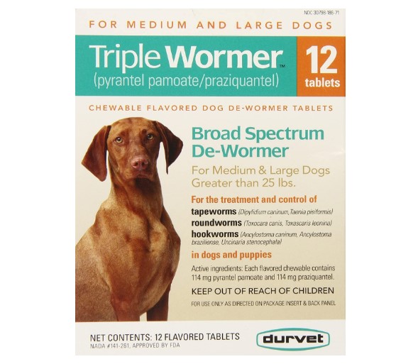 Triple Medium and Large Dog Wormer by Durvet
