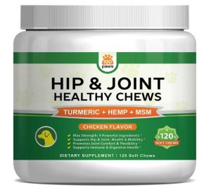 Hip & Joint Supplement for Dogs - Hemp Oil Infused Soft Chews Dog Treats w/Glucosamine, Turmeric, Chondroitin, MSM & Omega 3 6 9