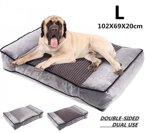 Pecute Large Dog Bed, Warm Plush & Cool Silk Double-Sided Pet Bed