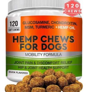 GOODGROWLIES Hemp Hip & Joint Supplement for Dogs Glucosamine, Chondroitin, MSM, Turmeric, Hemp Seed Oil & Hemp Protein for Joint Pain Relief
