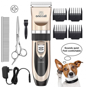 oneisall Dog Shaver Clippers Low Noise Rechargeable Cordless Electric Quiet Hair Clippers