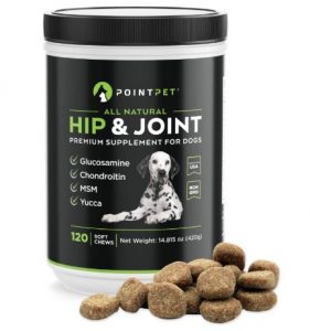 POINTPET Glucosamine for Dogs, Premium Joint Supplement with Chondroitin, MSM, Omega 3, 6, Vitamin C and E, Supports Healthy Joints