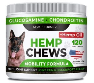 StrellaLab Hemp Treats + Glucosamine for Dogs - Hip & Joint Supplement - w/Hemp Oil + Protein - Chondroitin, MSM, Turmeric