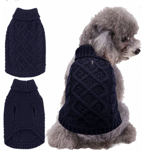 Mihachi Dog Sweater - Winter Coat Apparel Classic Cable Knit Clothes for Cold Weather