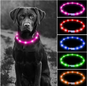 USB Rechargeable LED Dog Collar - Glowing Pet Safety Collar Silicone Cuttable
