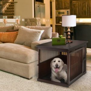 coffee table with dog crate