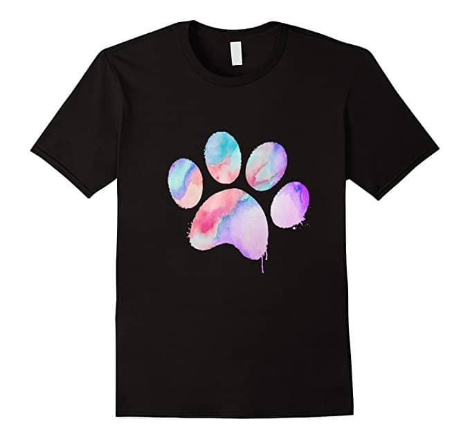 Black T-shirt with paw print multicolor