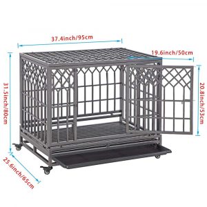 SMONTER Heavy Duty Dog Crate Strong Metal Pet Kennel Playpen