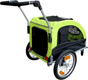 Booyah Medium Dog Stroller & Pet Bike Trailer and with Suspension - Florescent Green