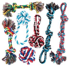 AMZpets Dog Toy Set for Large Dogs and Aggressive Chewers - 7 Nearly Indestructible Cotton Chewing Ropes