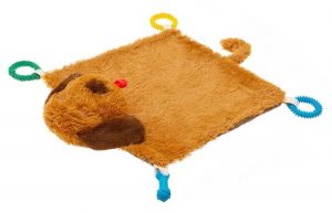 PUPTECK Dog Play Mat - Squeaker in Both Ears and Tail -Puppy Chew Toys, Teething Ropes on Plush Warm Soft Mat