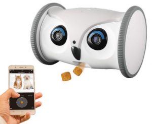 SKYMEE Owl Robot: Mobile Full HD Pet Camera with Treat Dispenser