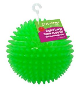 Gnawsome 4.5” Spiky Squeak & Light Ball Dog Toy - Extra Large, Cleans teeth and Promotes Dental and Gum Health
