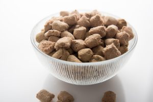 Freeze dried dog food in a bowl