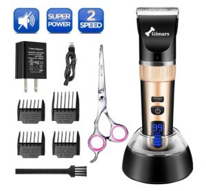 Gimars Cordless Dog Clippers, Newest 3.0 Motor Powerful Cutting Smoothly Dog Trimmer Grooming Shaver Kit
