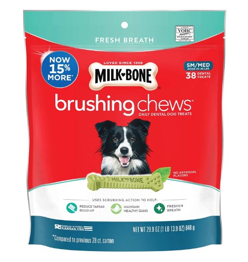 Milk-Bone Fresh Breath Brushing Chews Daily Dental Dog Treats