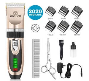 oneisall Dog Clippers Low Noise, 2-Speed Quiet Dog Grooming Kit Rechargeable Cordless Pet Hair Clipper Trimmer Shaver for Small and Large Dogs Cats Animals