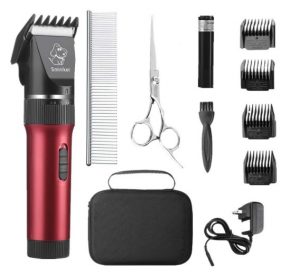 Sminiker Low Noise Cat and Dog Clippers Rechargeable Cordless Pet Clippers Grooming Kit with Storage Bag