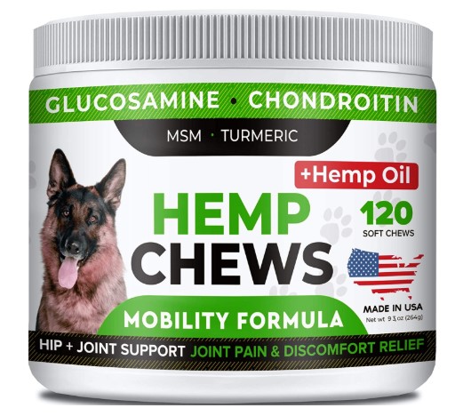 StrellaLab Hemp Treats + Glucosamine for Dogs - Hip & Joint Supplement