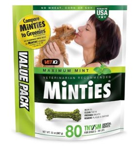 VetIQ Minties Dog Dental Bone Treats, Dental Chews for Dogs