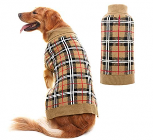 JIATECOO Classic Plaid Dog Sweater - Puppy Festive Winter Warm Cute Clothes
