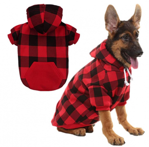 KOOLTAIL Plaid Dog Hoodie Pet Clothes Sweaters with Hat