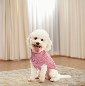 SCIROKKO Turtleneck Dog Sweater - Classic Cable Knit Winter Coat
