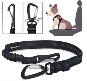 Slowton Dog Car Seat Belt, Pet Seatbelt Clip Tether Puppy Safety Latch Bar Attachment