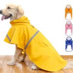 HAPEE Dog Raincoats for Large Dogs with Reflective Strip Hoodie,Rain Poncho Jacket for Dogs
