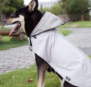Nourse CHOWSING Pet Dog Raincoat for Medium Large Dogs Rain Jacket with Hood Dog Rain Poncho Water Proof Dog Raincoats Blue Gray