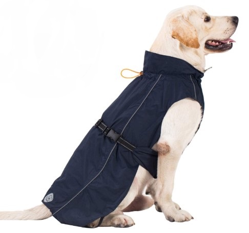 Pro Plums Dog Raincoat Adjustable Lightweight Jacket with Reflective Straps Buckle and Harness Hole