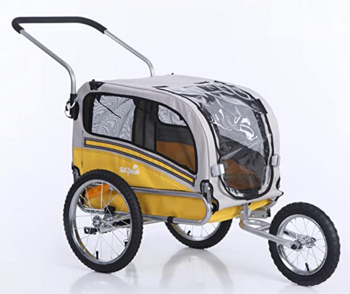 thumbnail image 2 of CinkeHome Foldable Dog Bike Trailer/Stroller/Jogger, Steel Frame, For Small To Large Dogs 2 of 4